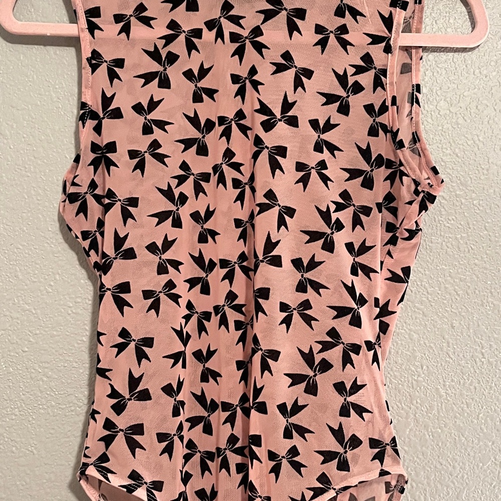Elegant Pink and Black Bow Women's Blouse